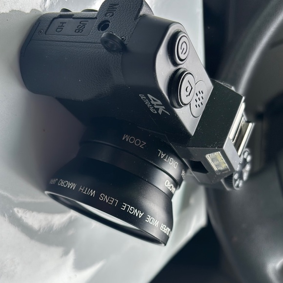 4K Digital Camera with Wide Angle Lens - Black